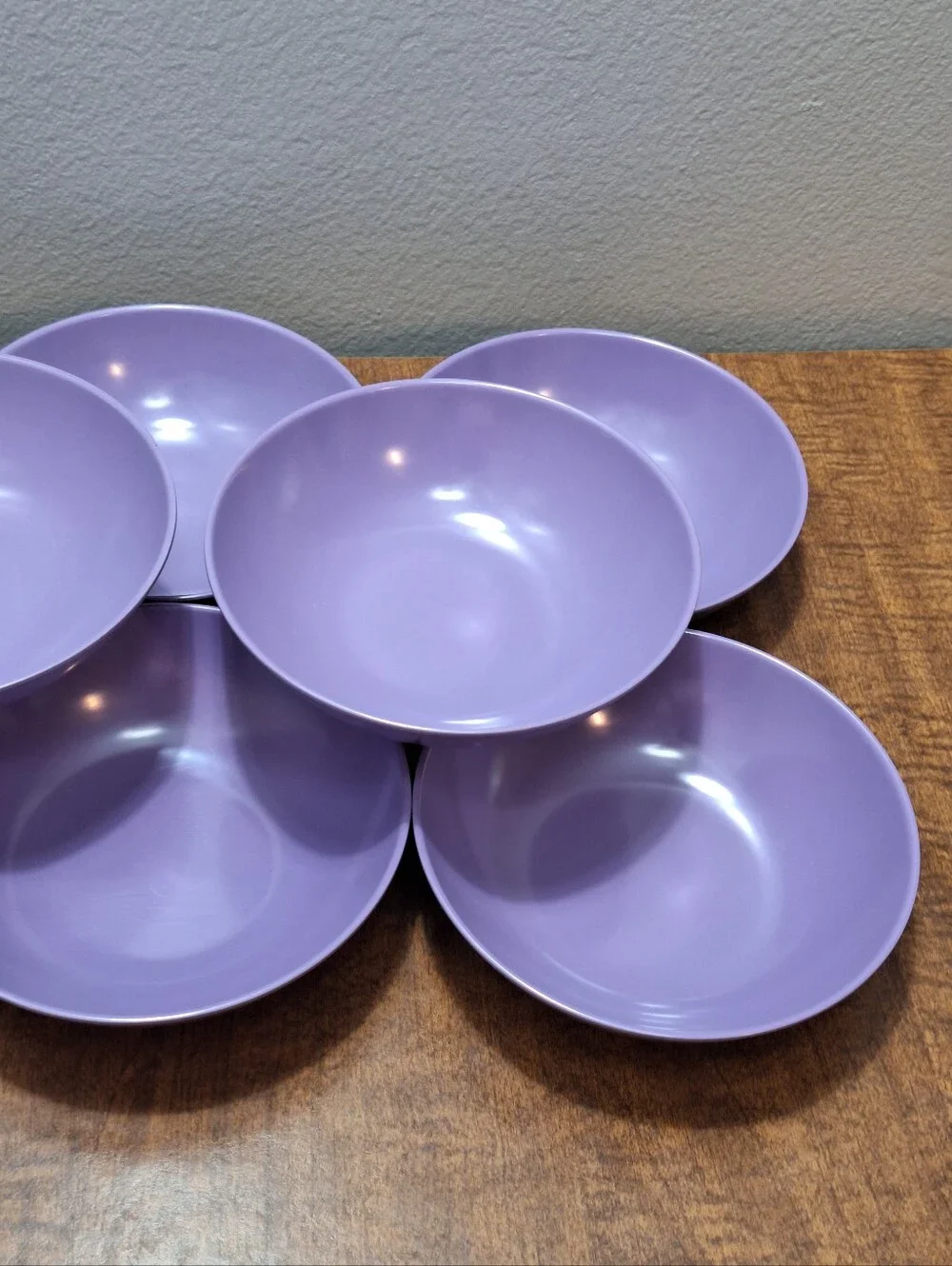 Vtg MCM Retro Purple Lilac Melmac Melamine 16 Pieces 8 Bowls 8 Dessert Plates